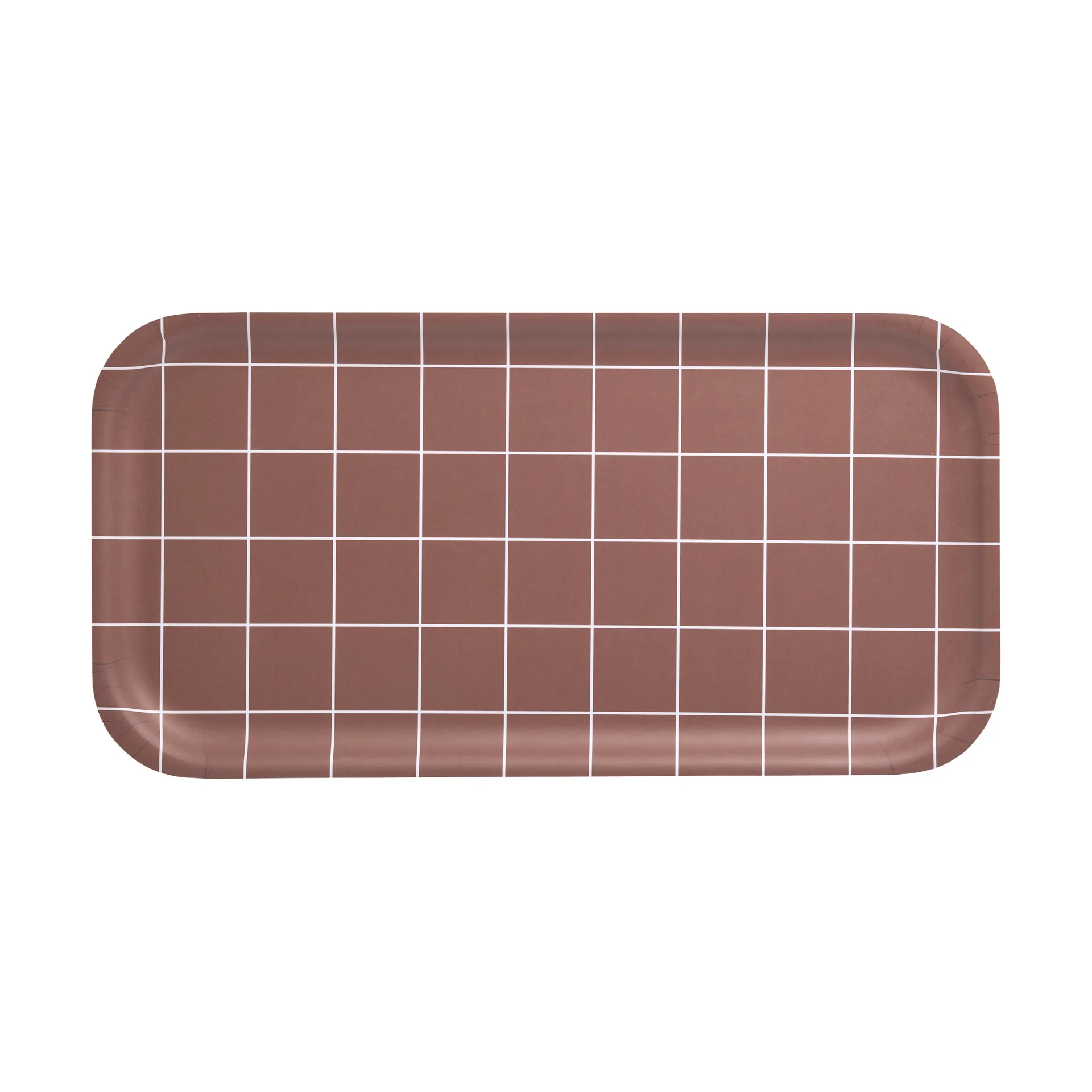 Checks & Stripes tray 22x43 cm, Brown Muurla