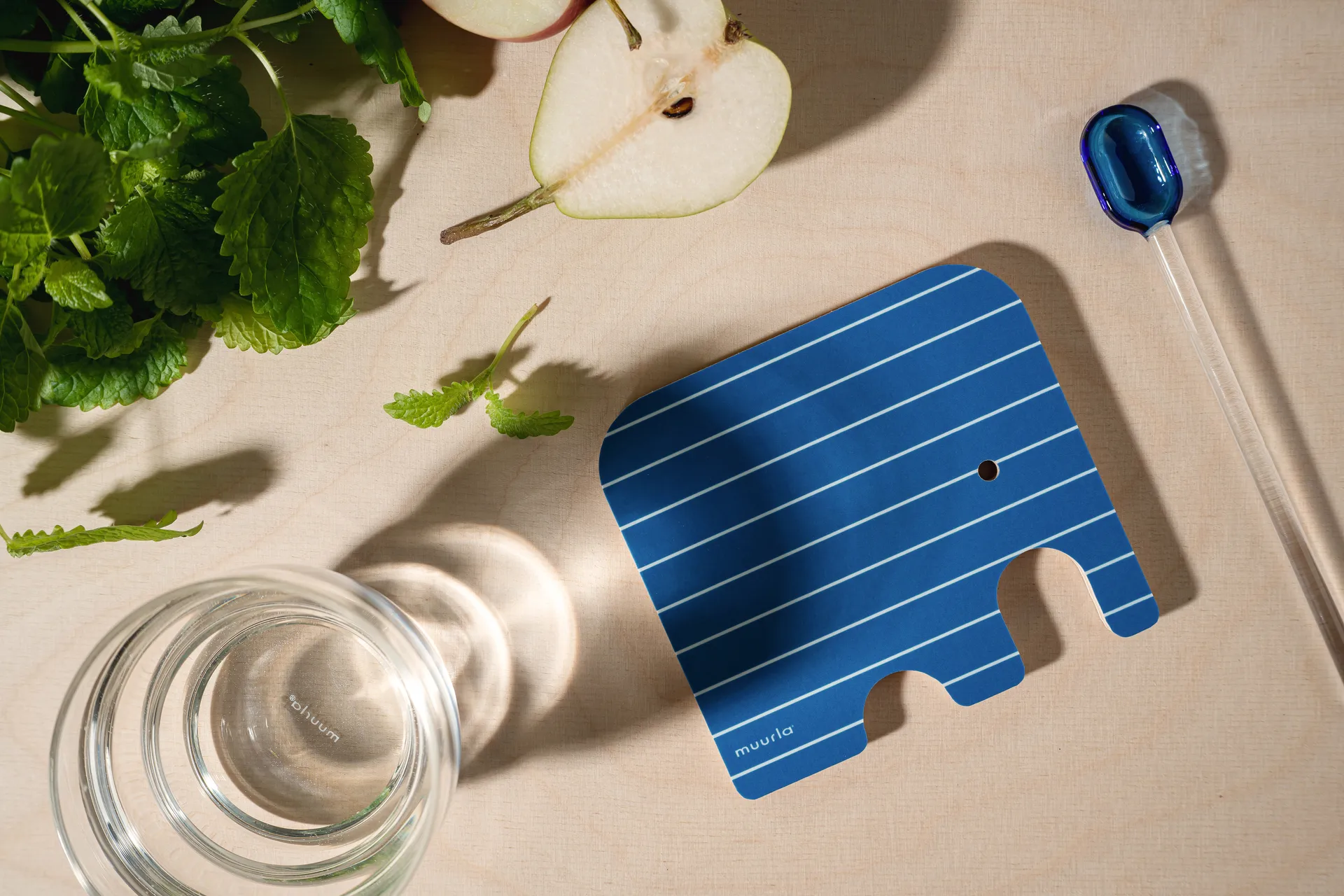 Elephant glass coaster 11x10 cm, Blue Muurla