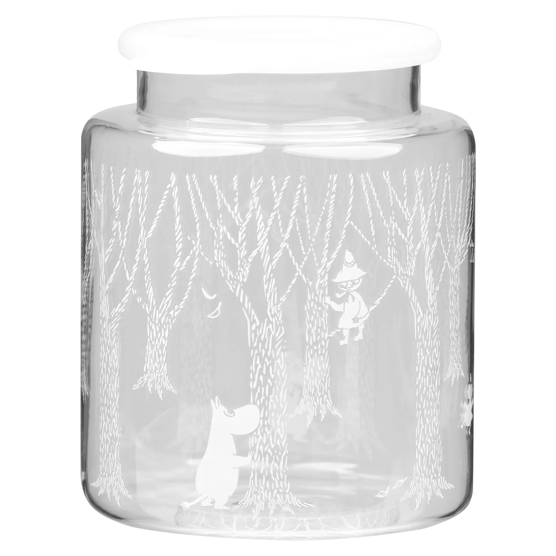 In the Woods glass jar with silicon lid 17 cm, clear-white Muurla
