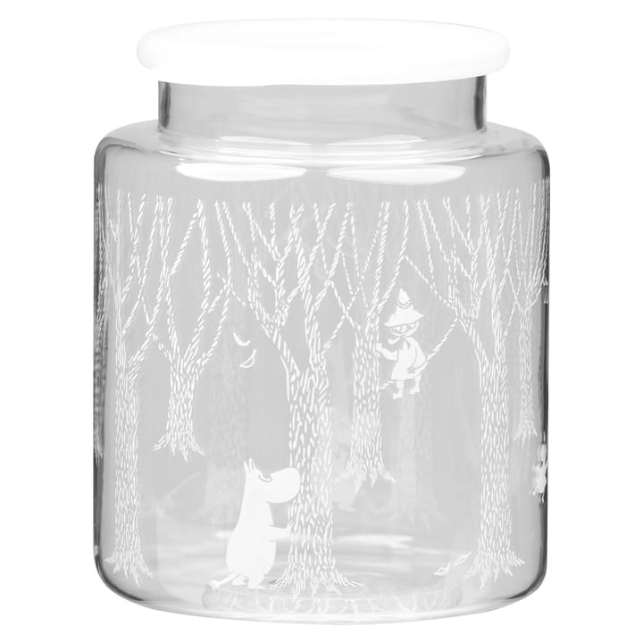 In the Woods glass jar with silicon lid 17 cm - clear-white - Muurla