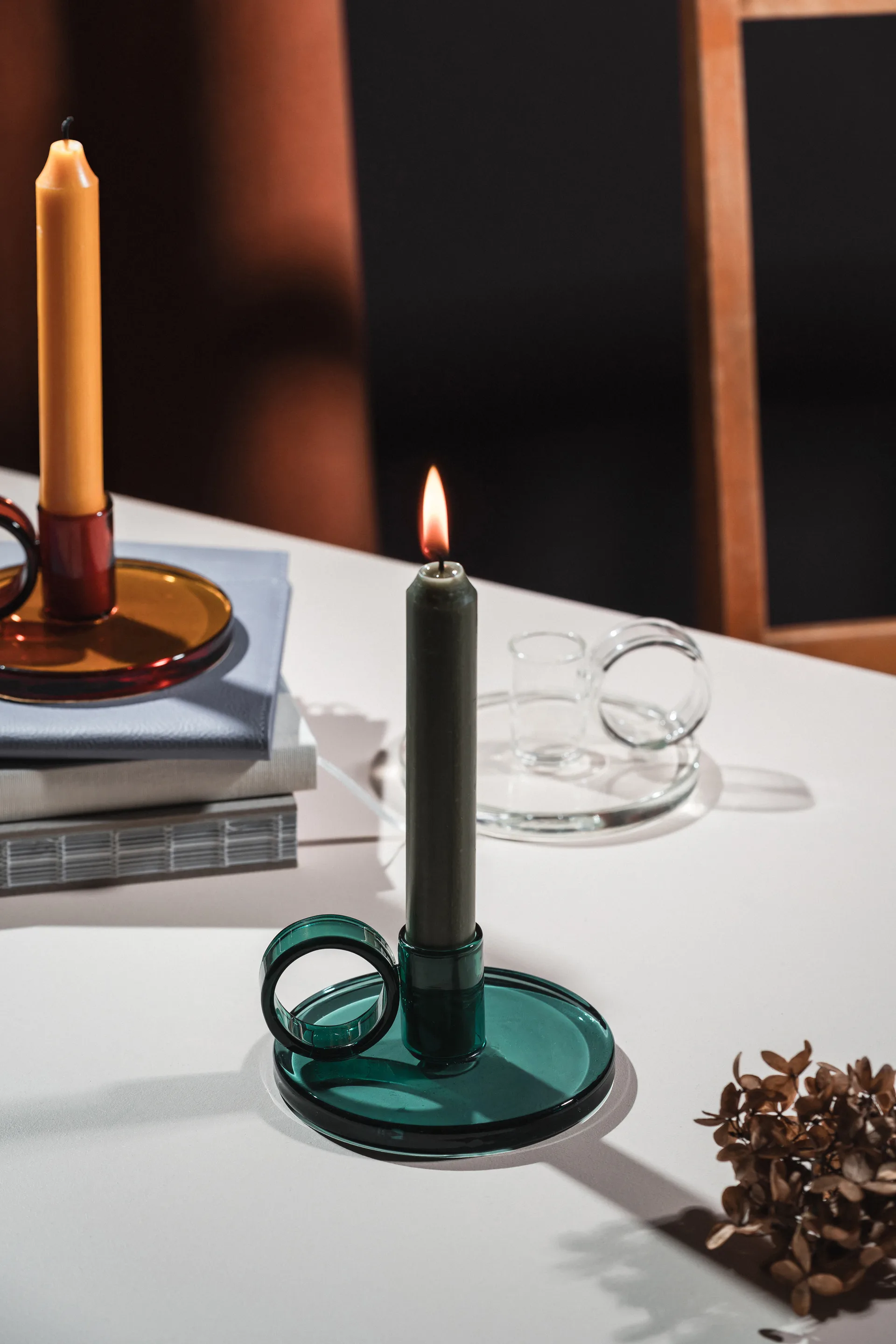 Loop candle holder Ø11 cm, Teal Muurla