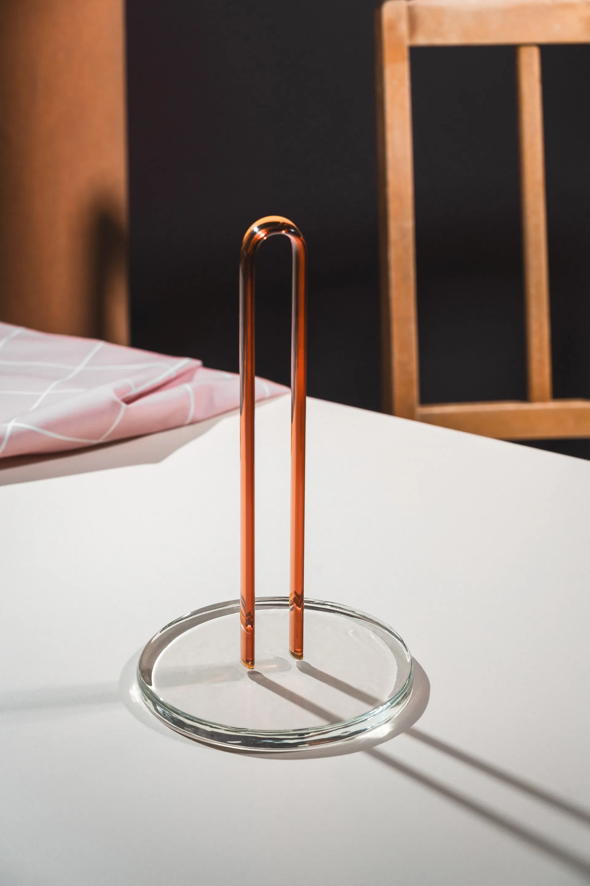 Loop kitchen paper holder 26 cm, Clear-amber Muurla