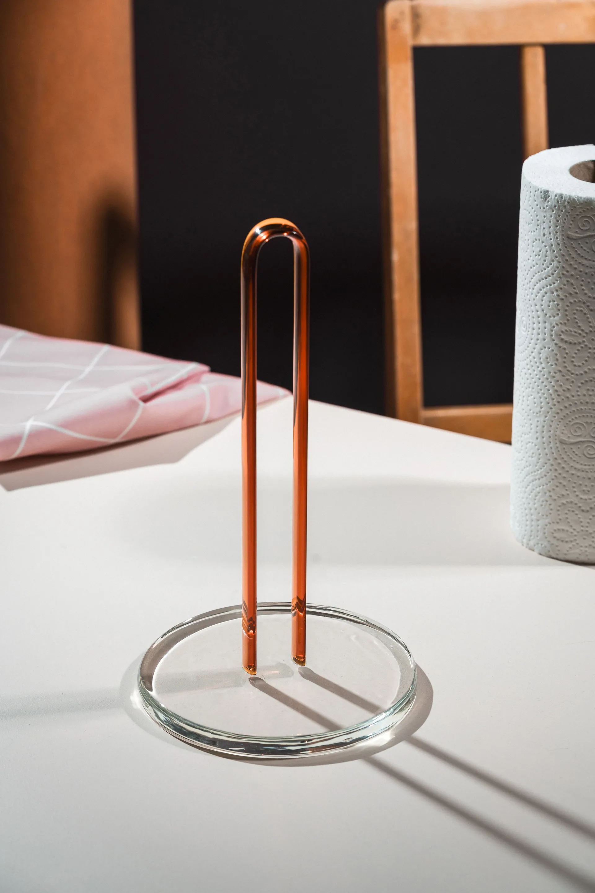 Loop kitchen paper holder 26 cm, Clear-amber Muurla