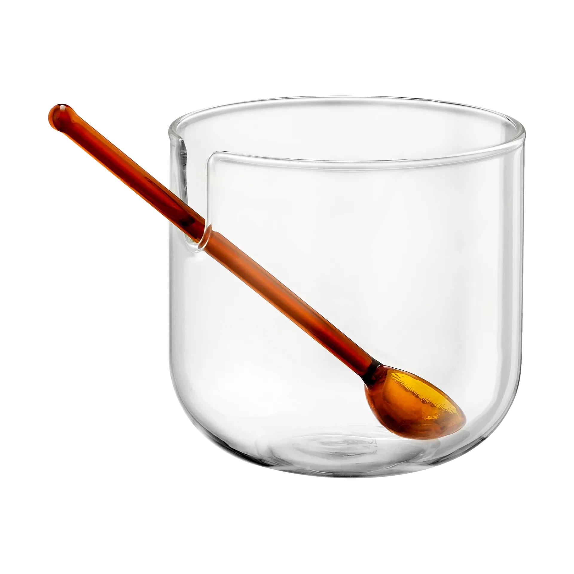 Loop sugar bowl incl spoon Ø14 cm, Clear-pink-amber Muurla