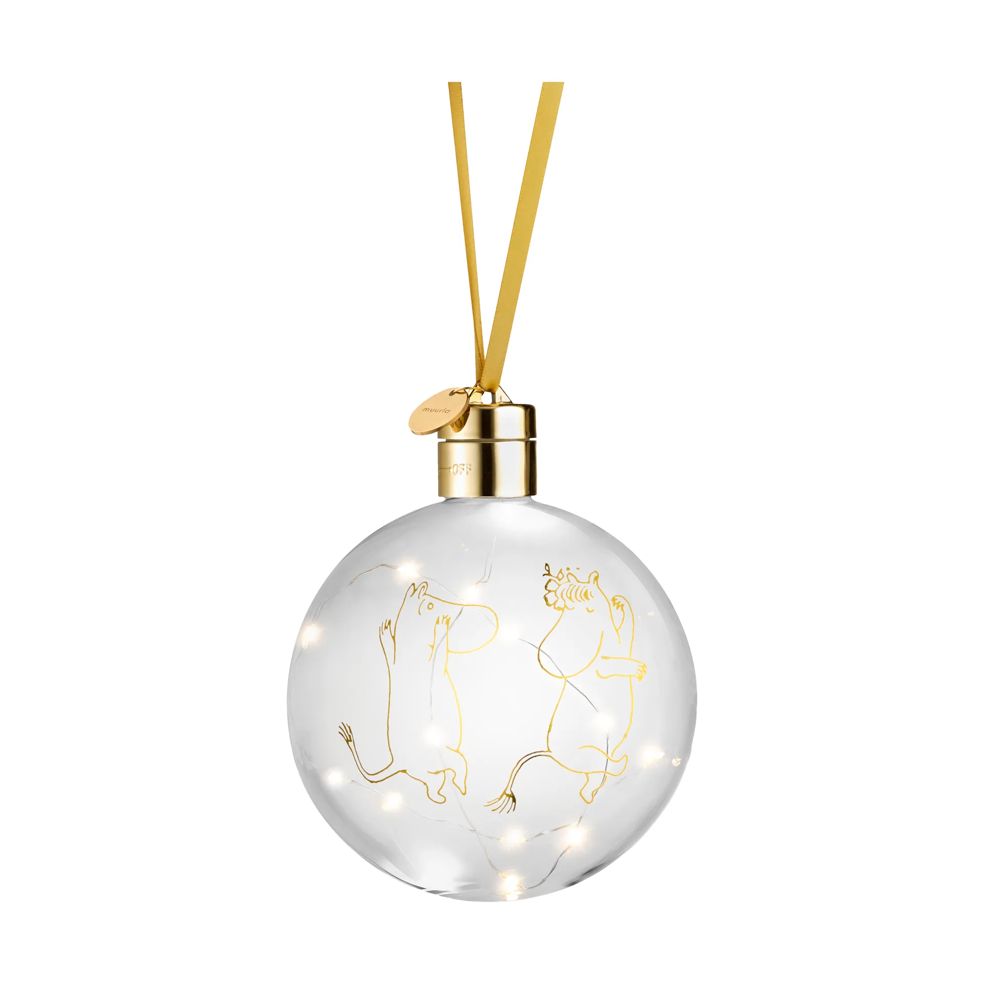 Moomin 80 Christmas bauble with LED light Ø11 cm, Clear Muurla