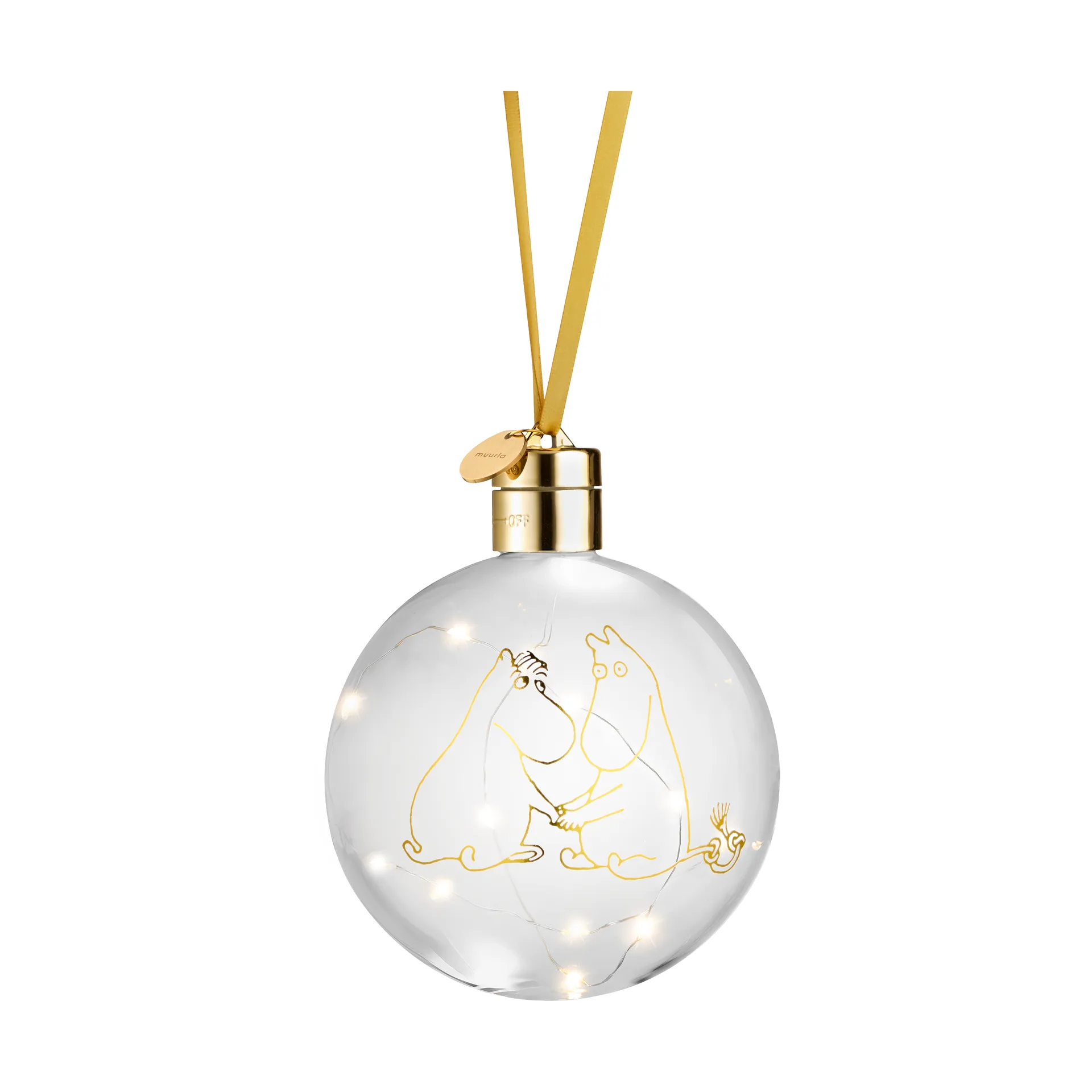 Moomin 80 Christmas bauble with LED light Ø11 cm, Clear Muurla