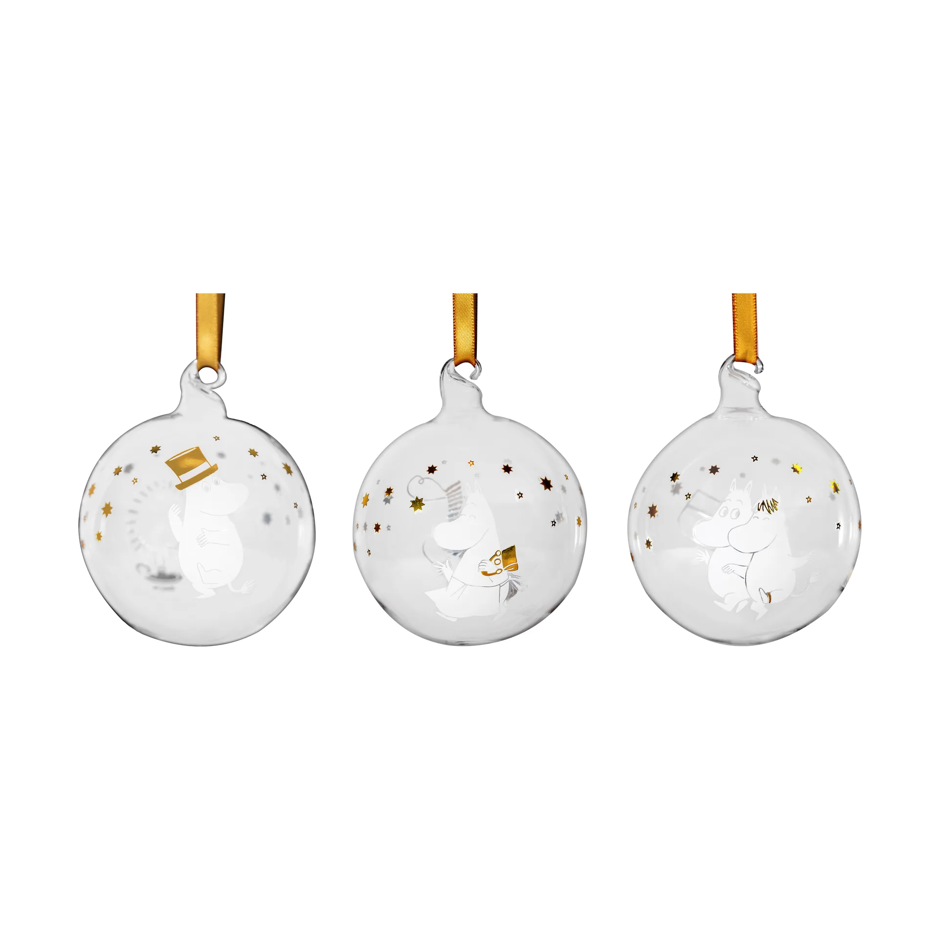 Moomin Christmas bauble Ø7 cm 3 parts, Sparkling stars Muurla