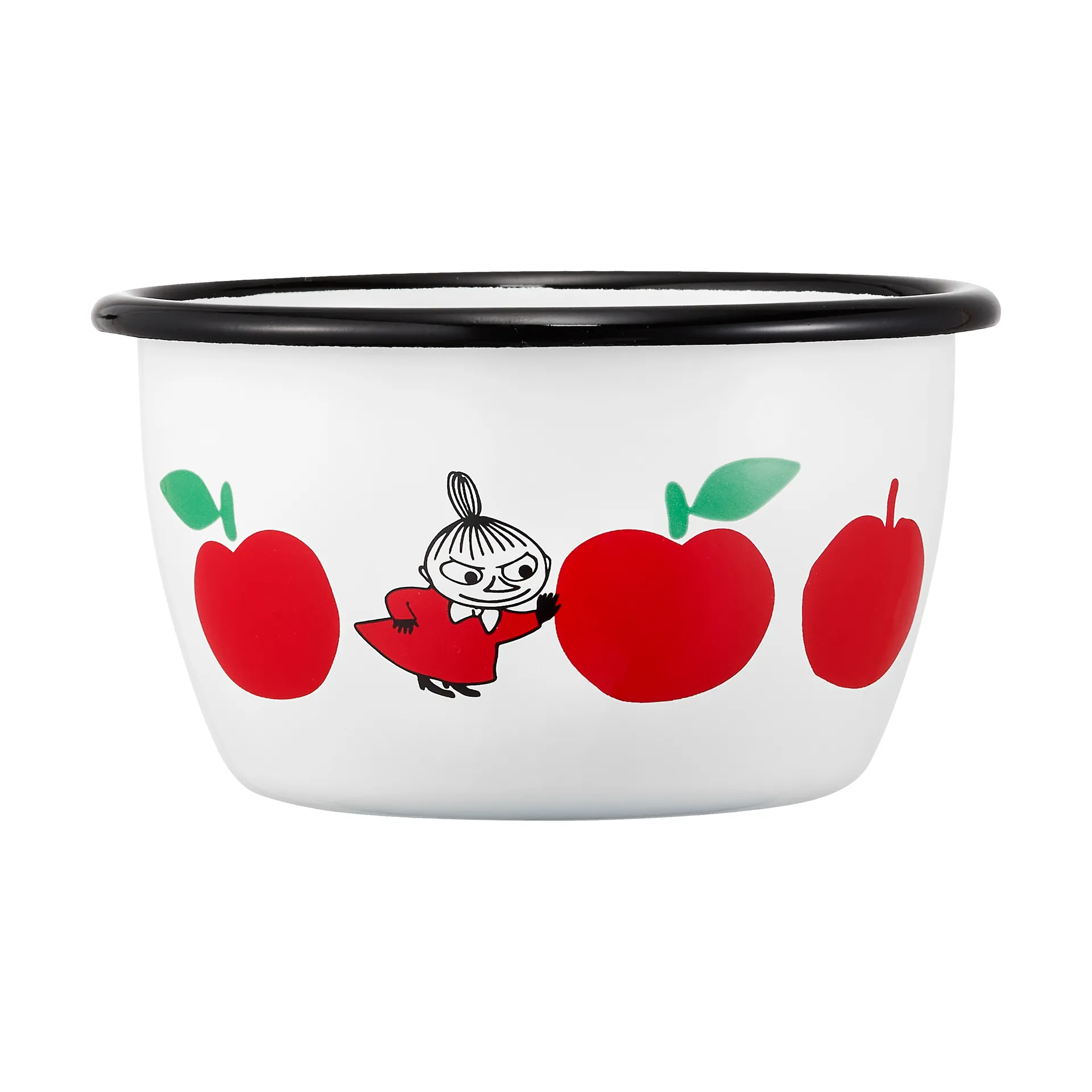Moomin enamel bowl 30 cl, Joyfull Apples-red Muurla