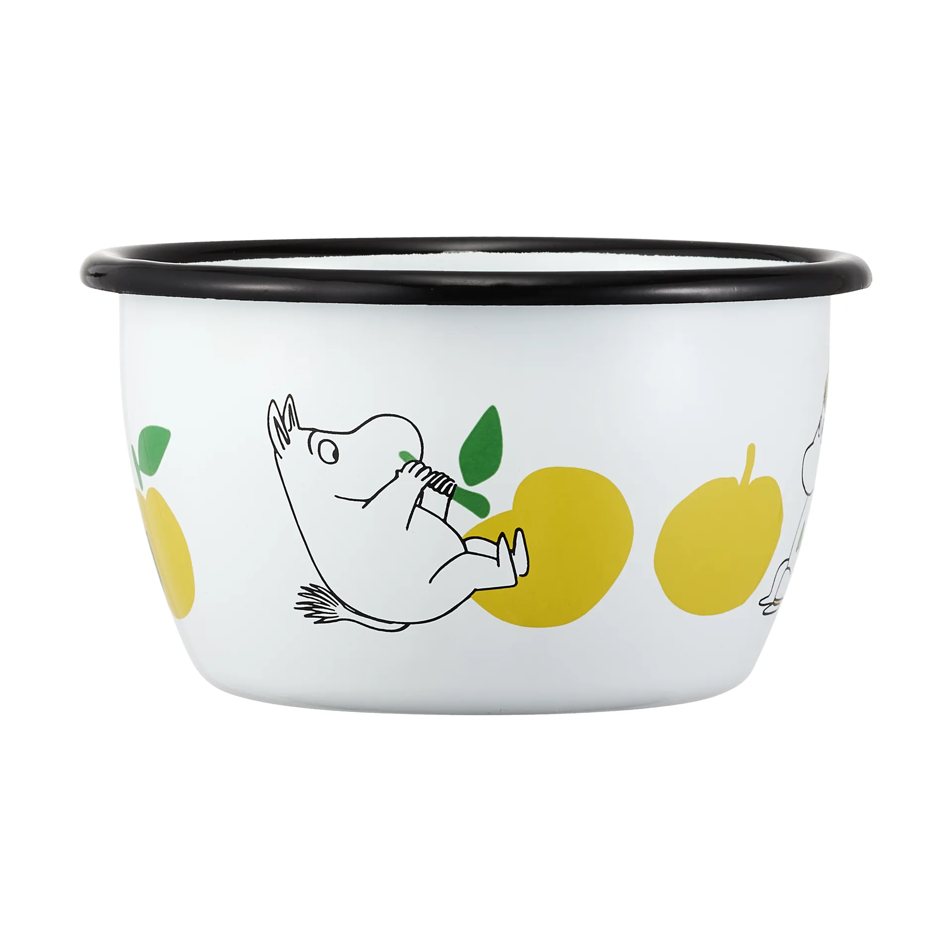 Moomin enamel bowl 30 cl, Joyfull Apples-yellow Muurla