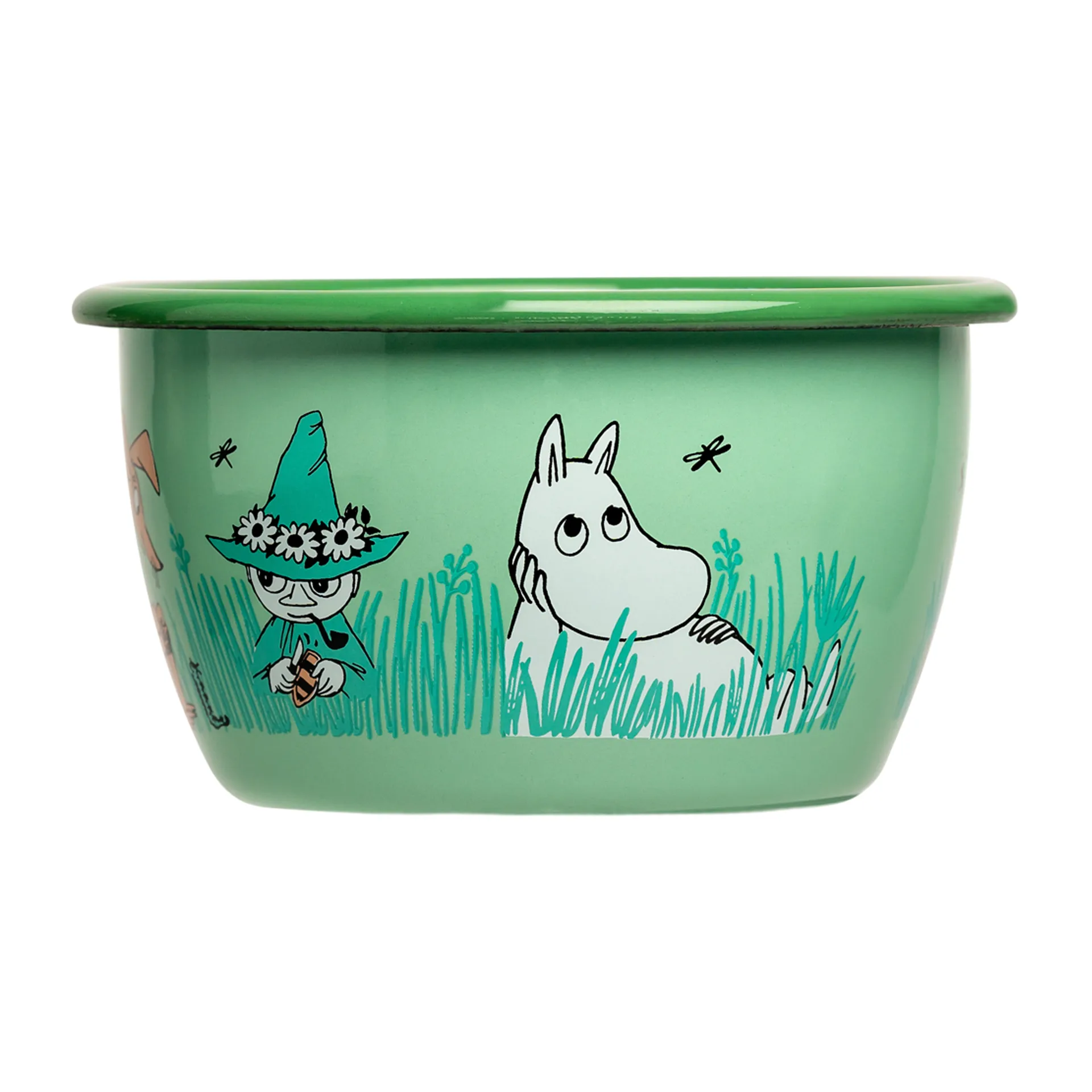 Moomin enamel bowl Boys 30 cl, Green Muurla