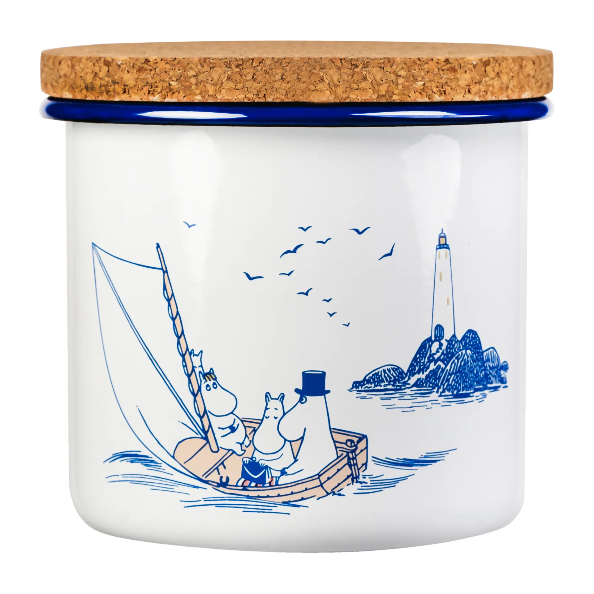Moomin enamel jar with cork lid 1.3 l, Sailors Muurla