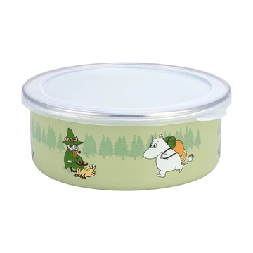 Moomin enamel jar with lid 0.8 L - Campers - Muurla