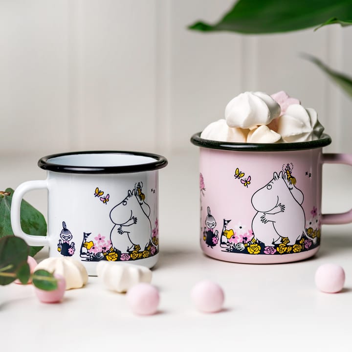 Moomin enamel mug hugs 25 cl, white Muurla