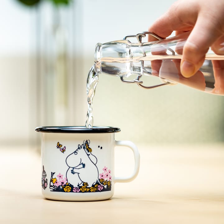 Moomin enamel mug hugs 25 cl, white Muurla