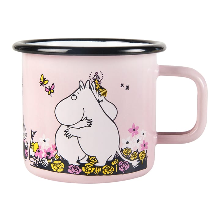 Moomin enamel mug hugs 37 cl, Rosa Muurla