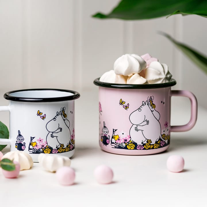 Moomin enamel mug hugs 37 cl, Rosa Muurla