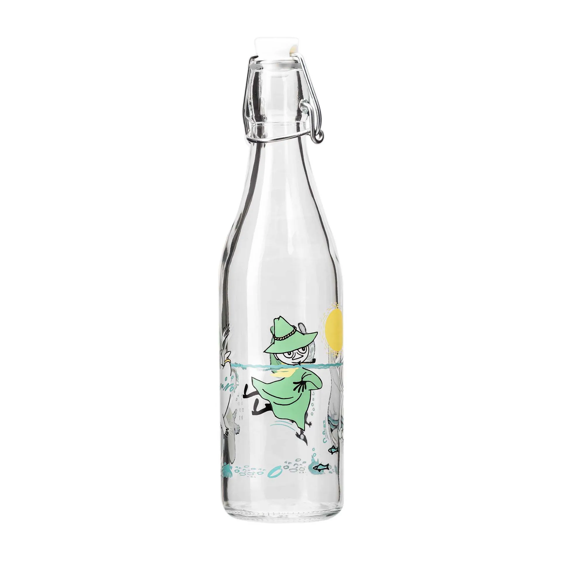 Moomin glass bottle 0.5 l, Fun in the water Muurla