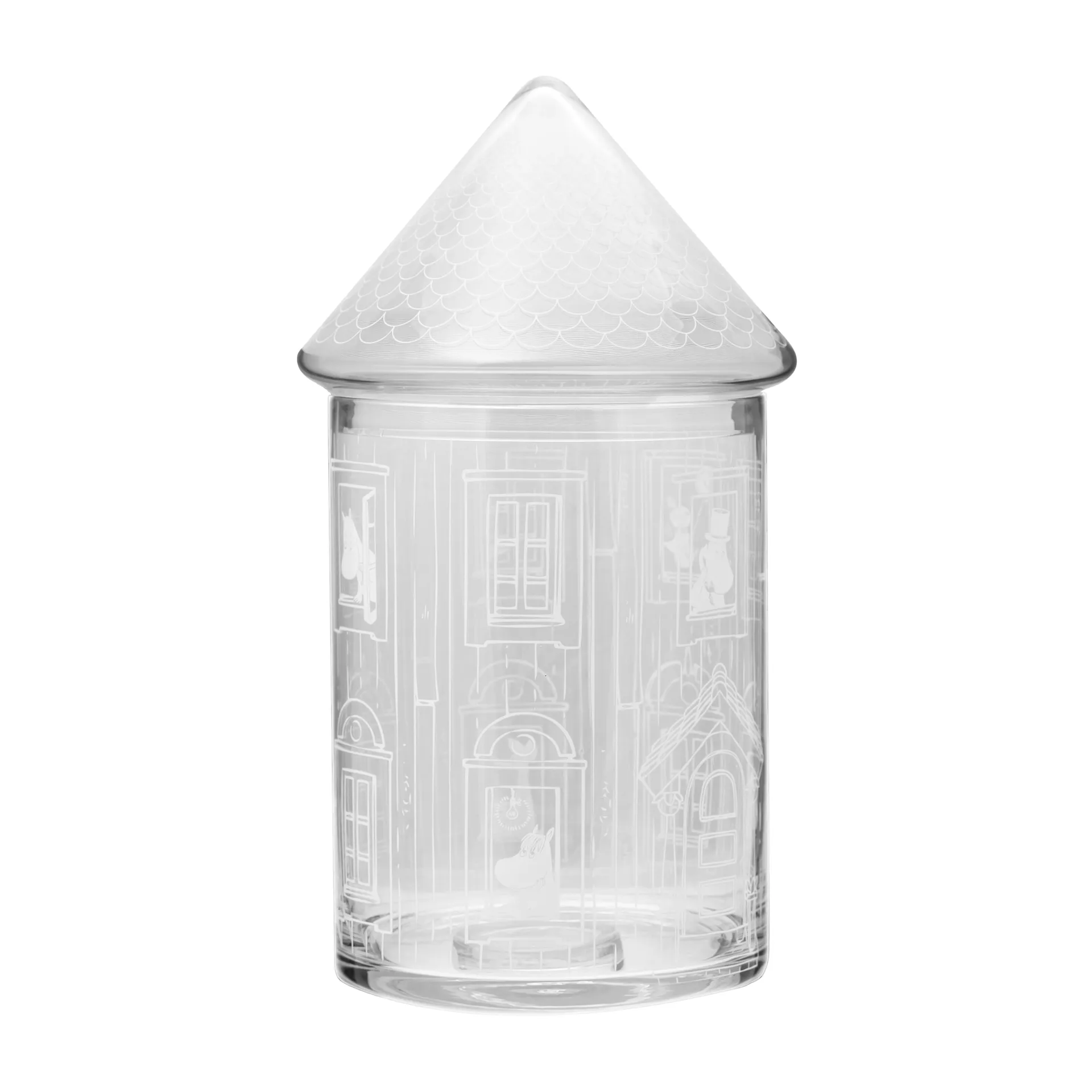 Moomin house glass jar with lid 30.5 cm, Clear Muurla