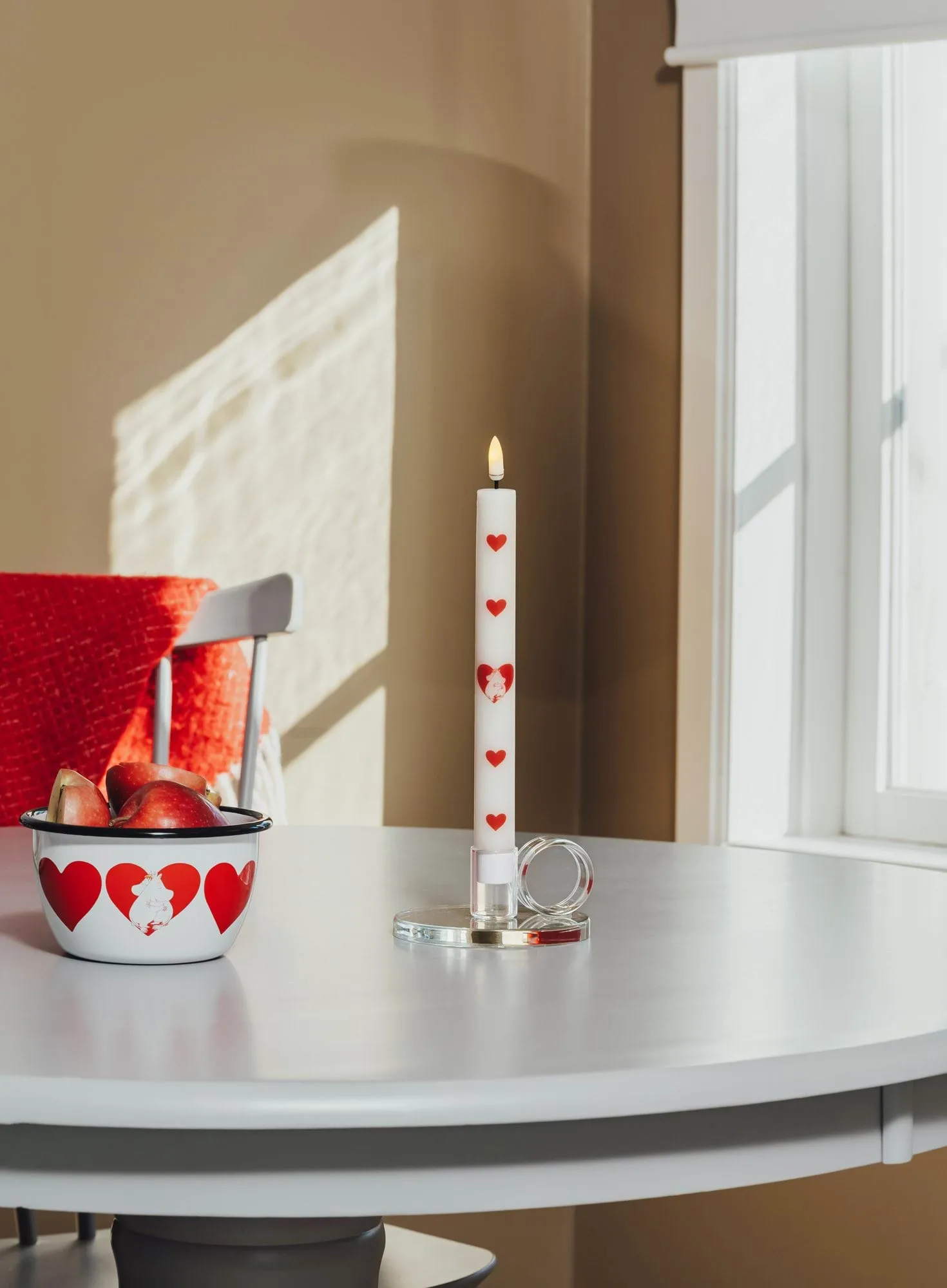 Moomin LED taper candle 25 cm 2-pack, Heart Muurla