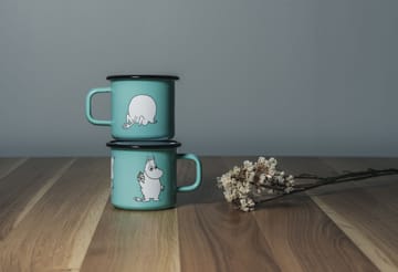 Moomin Retro enamel mug 37 cl - Mint - Muurla