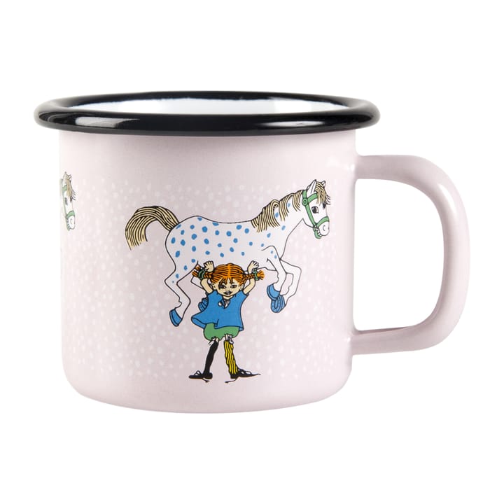 Pippi and Lilla gubben enamel mug 1.5 dl, Light pink Muurla