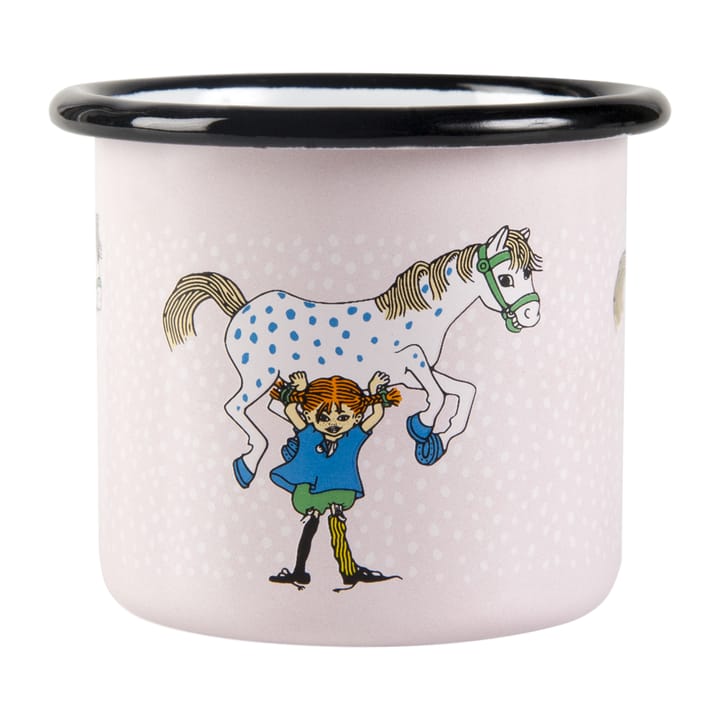 Pippi and Lilla gubben enamel mug 1.5 dl, Light pink Muurla