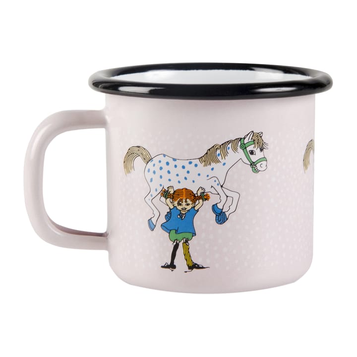 Pippi and Lilla gubben enamel mug 1.5 dl, Light pink Muurla