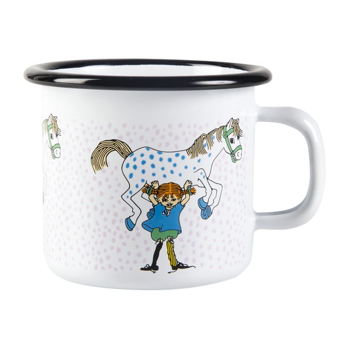 Pippi and Lilla gubben enamel mug 2.5 dl, White Muurla