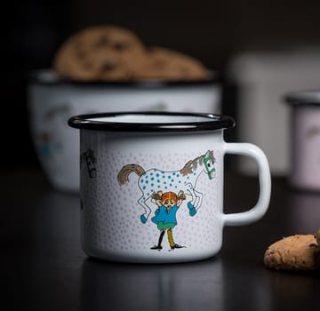 Pippi and Lilla gubben enamel mug 2.5 dl - White - Muurla