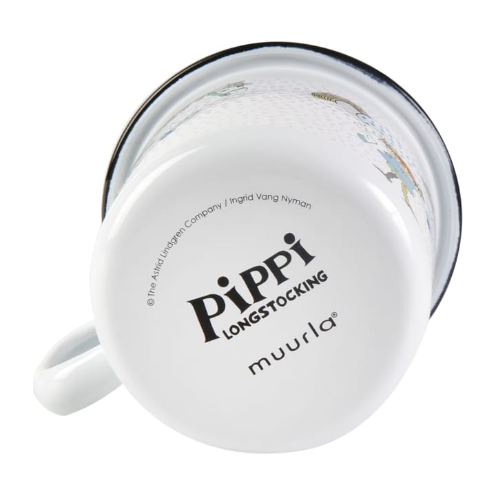 Pippi and Lilla gubben enamel mug 2.5 dl, White Muurla