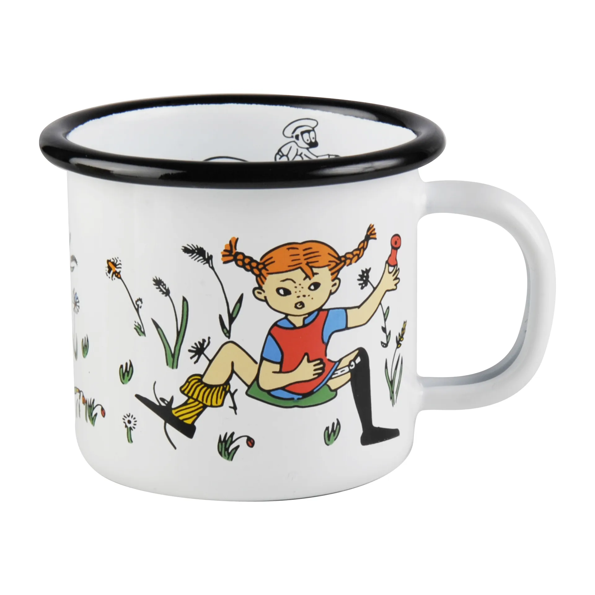 Pippi and Mr Nilsson enamel mug 1.5 dl, White Muurla
