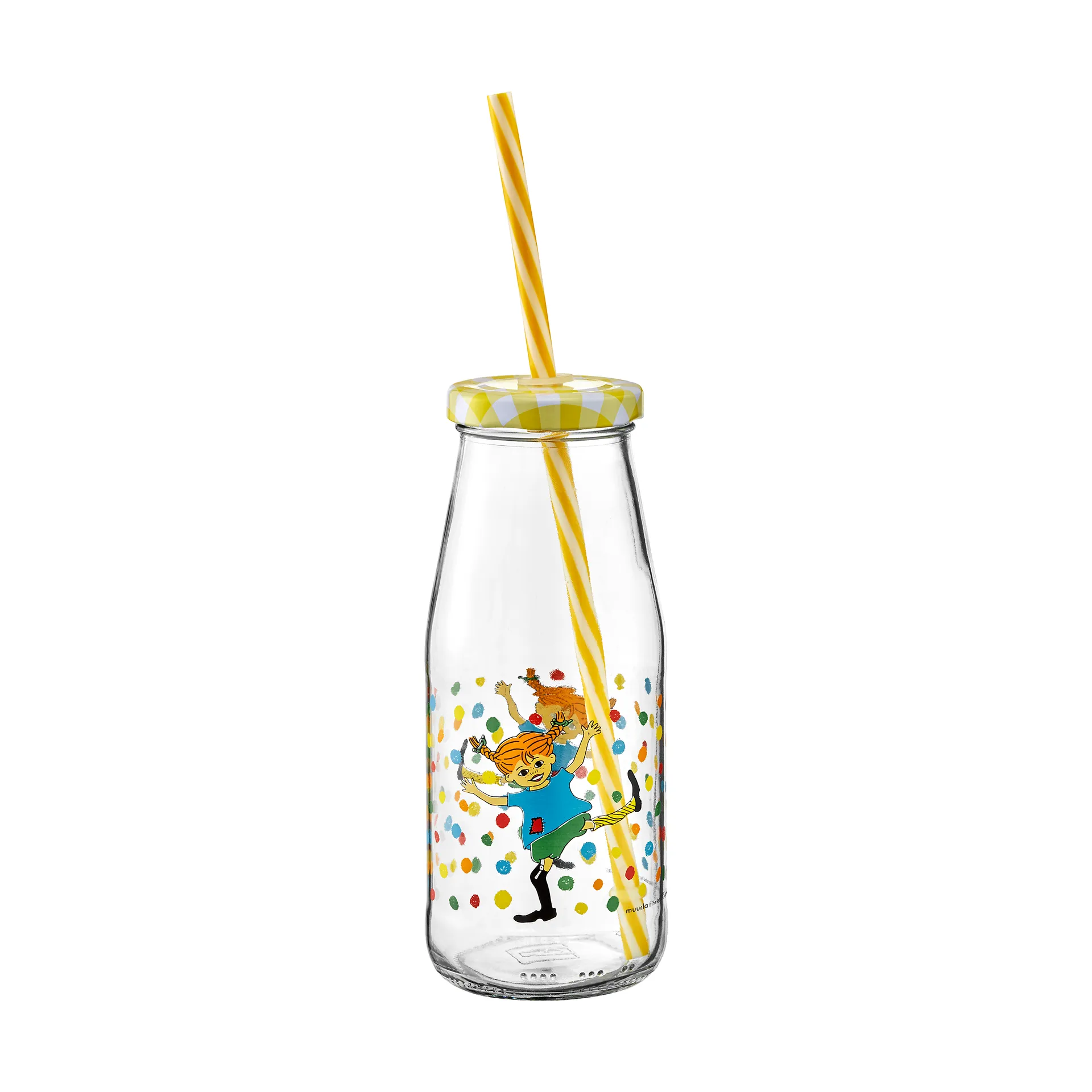 Pippi bottle with lid and straw 4.5 dl, Boing-boing Muurla