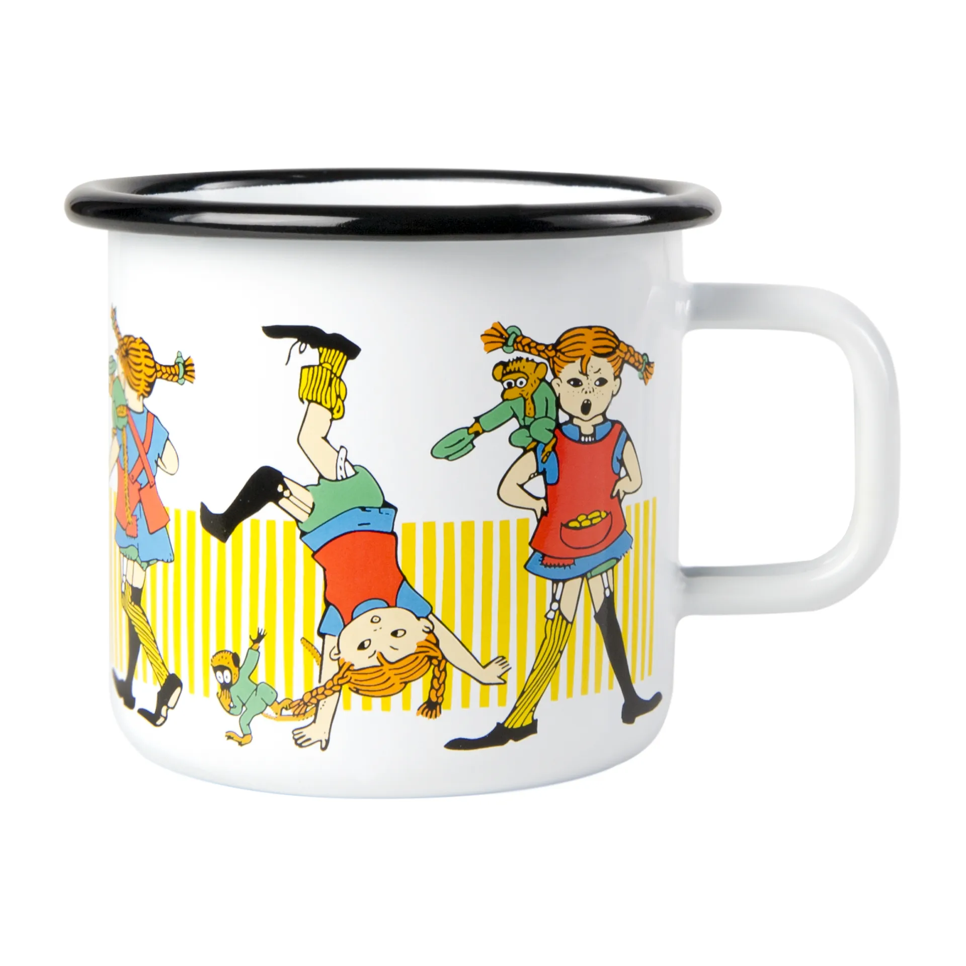 Pippi Longstocking enamel mug 3.7 dl, White Muurla