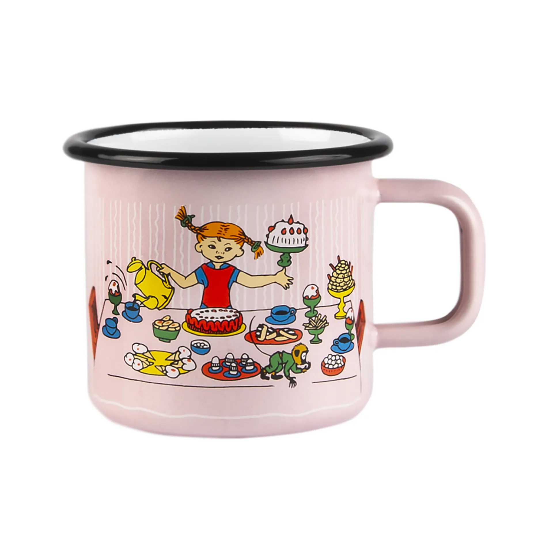 Pippi's birthday enamel mug 3.7 dl, Pink Muurla