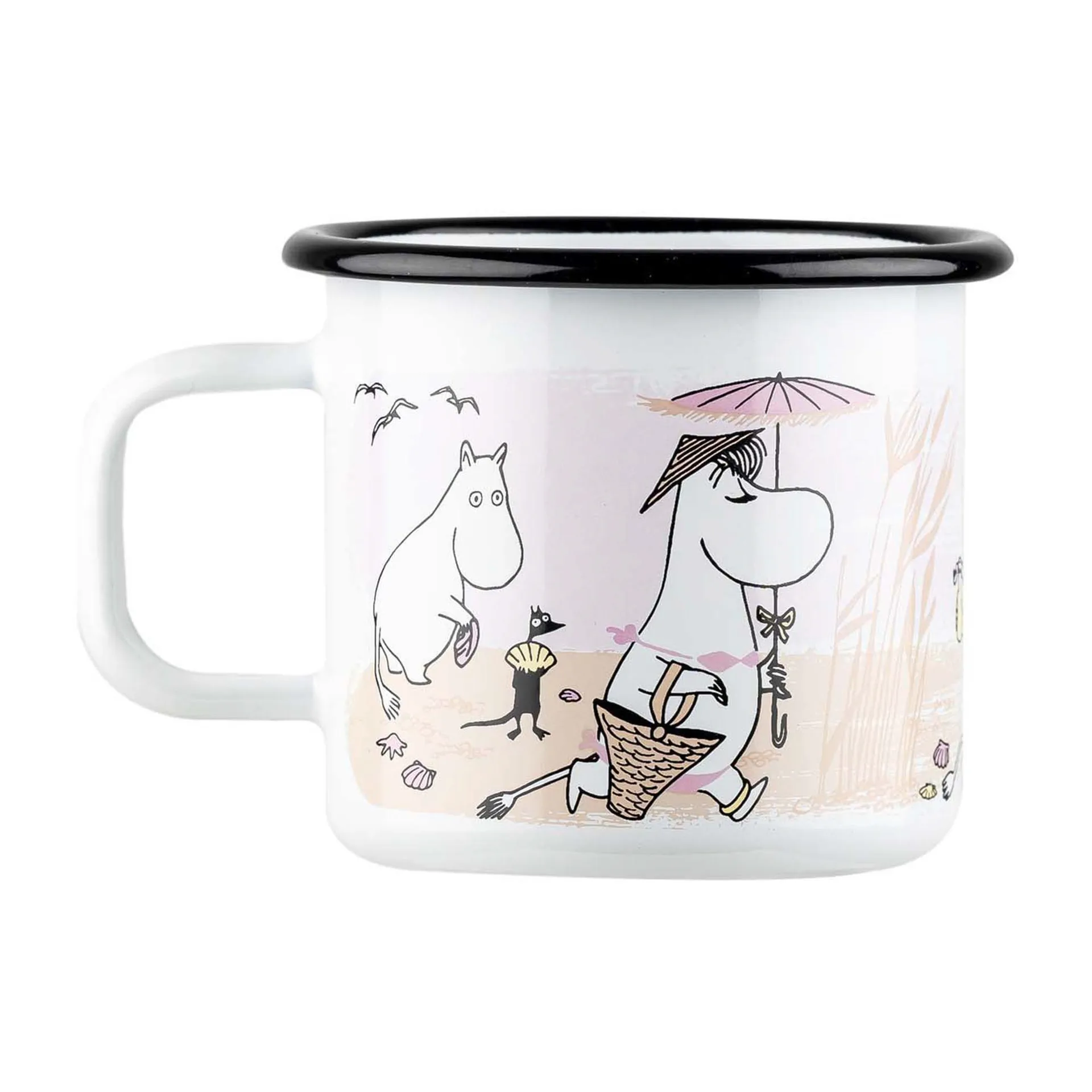 The Beach Retro enamel mug 37 cl, White Muurla