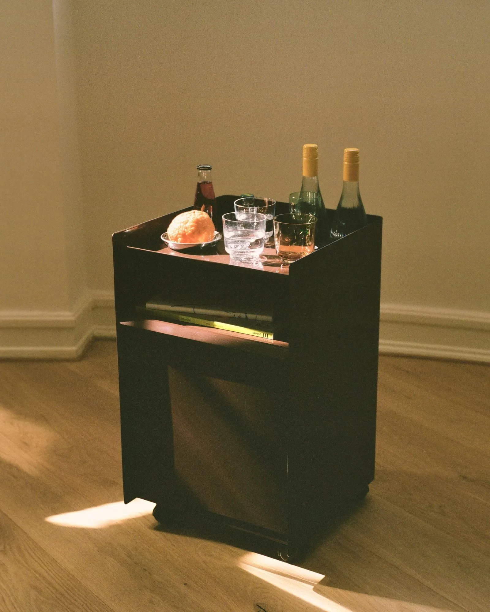 Folded Trolley rolling trolley with drawer, Dark red Muuto