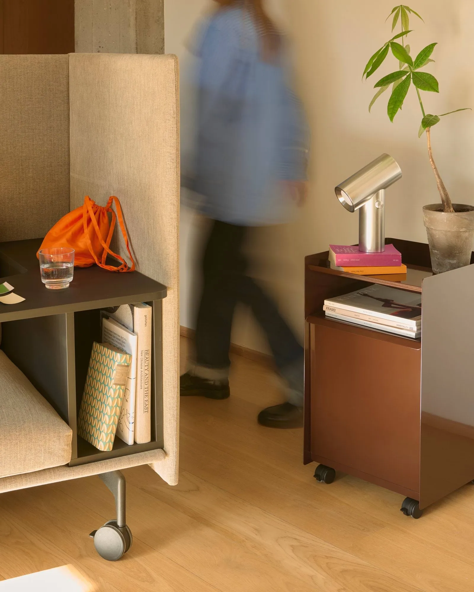 Folded Trolley rolling trolley with drawer, Dark red Muuto