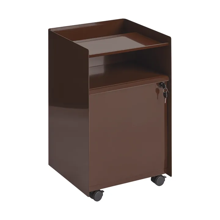 Folded Trolley trolley with cabinet - Dark red - Muuto