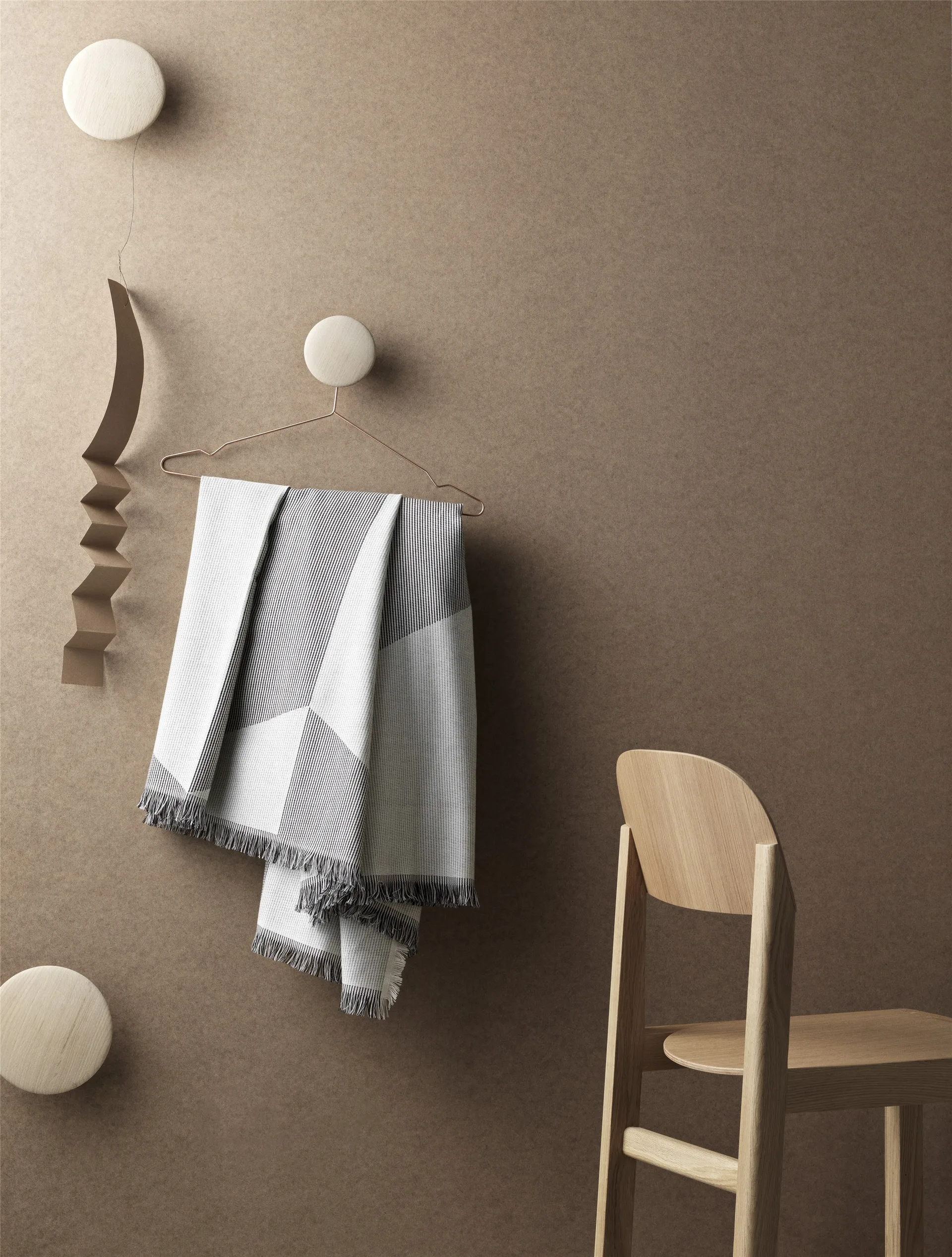 The Dots coat hooks, 5-pack, Oak Muuto