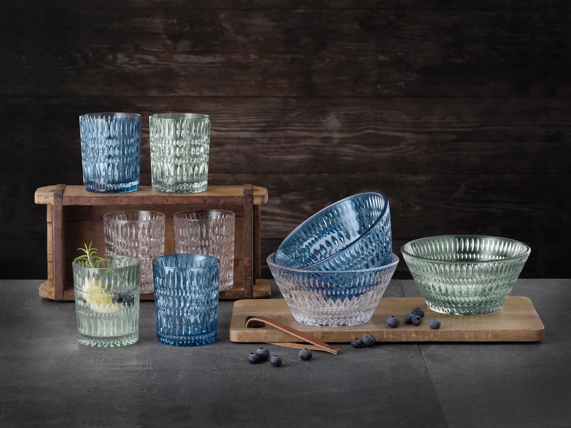 Ethno Tumbler glass 30.4 cl 2-pack, Vintage blue Nachtmann