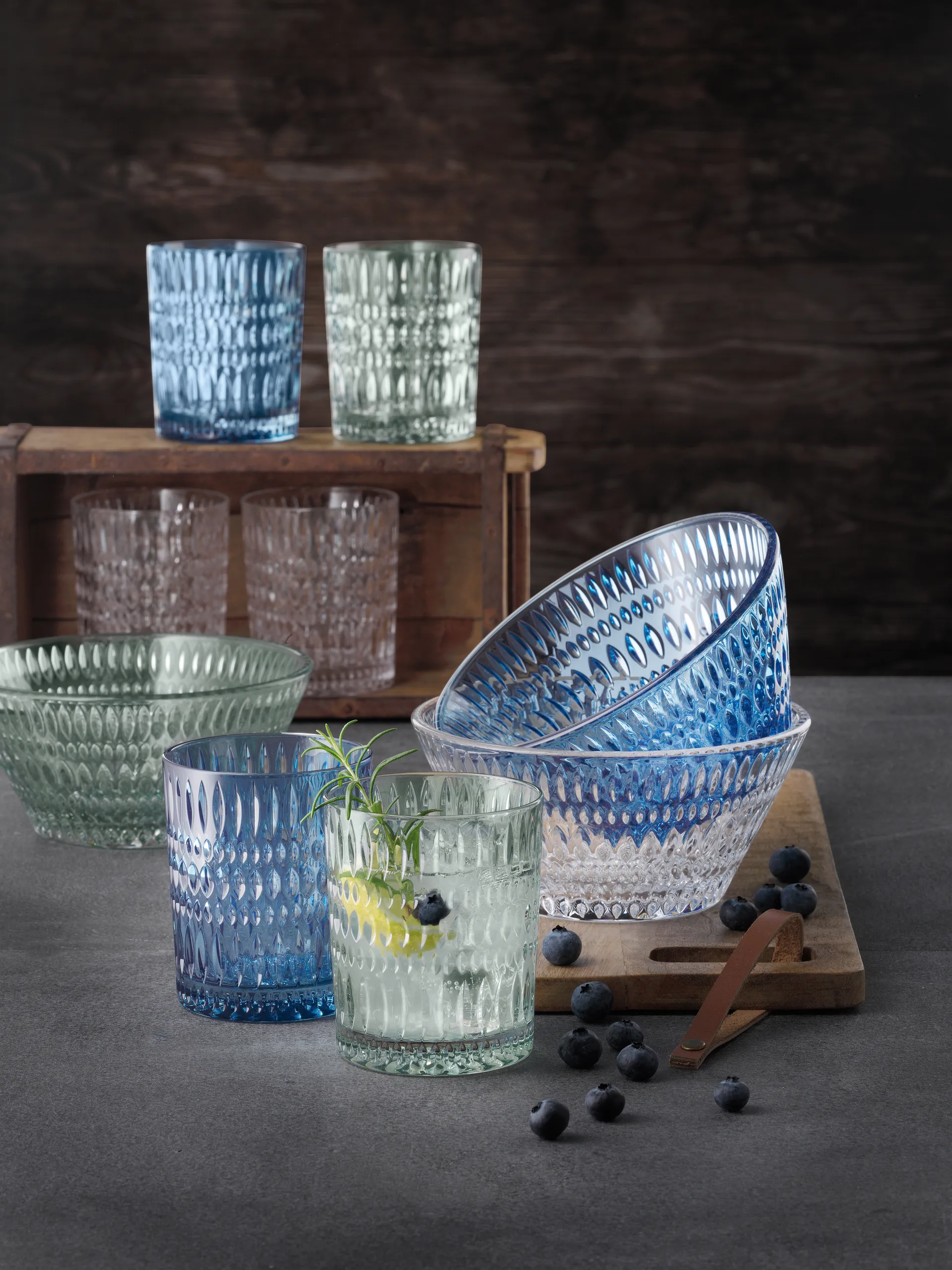 Ethno Tumbler glass 30.4 cl 2-pack, Vintage blue Nachtmann