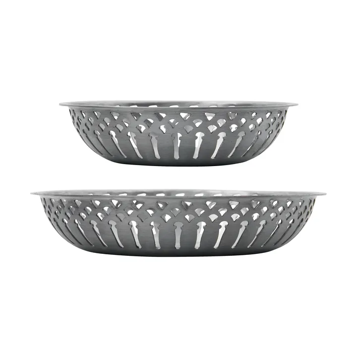 Nicolas Vahé bread basket 2 pieces - Aluminium antique silver finish - Nicolas Vahé