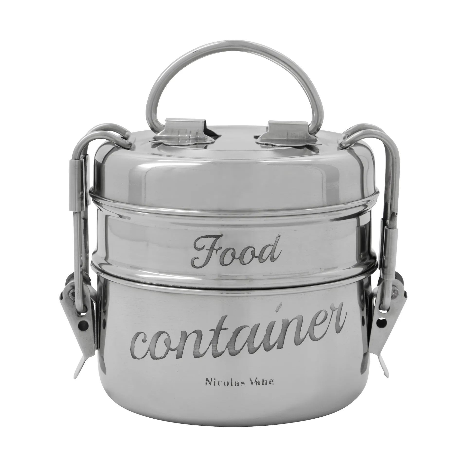 Nicolas Vahé lunchbox 2 pieces, Silver finish, Ø10 cm Nicolas Vahé