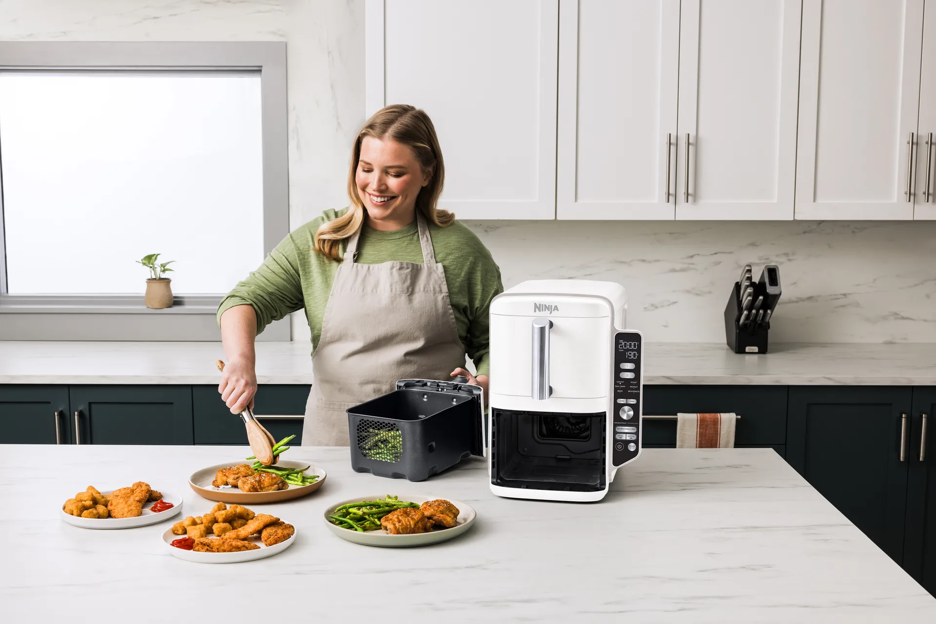 Ninja Air Fryer SL400EUWH double stack XL 2 drawers 9.5 L, White Ninja