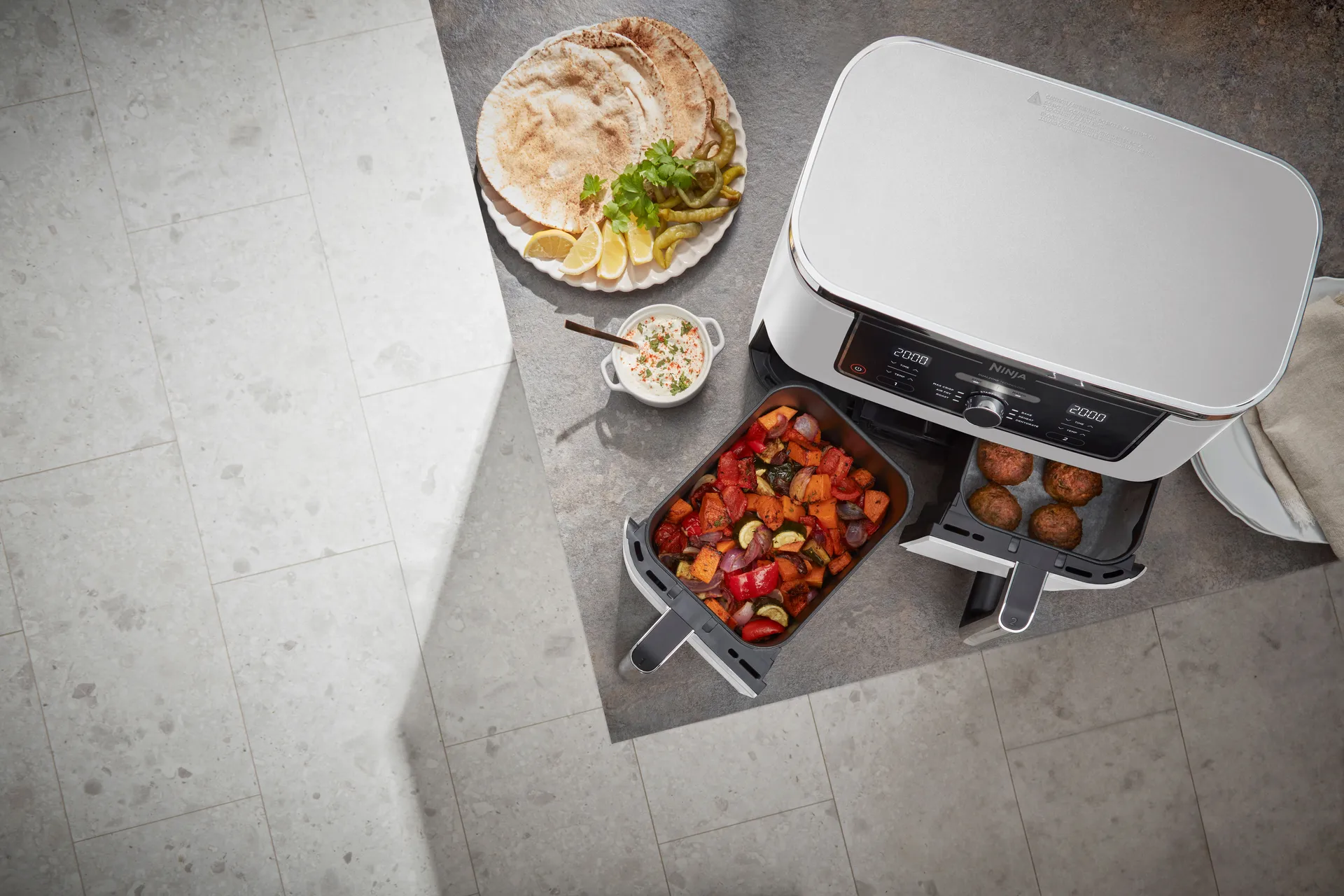 Ninja Foodi Air Fryer AF400EU Max Dual Zone 9.5 L, White Ninja