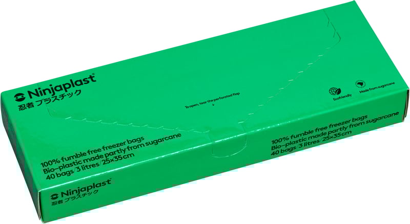 Ninjaplast Freezer bags bioplastic 3 l 40-pack Green