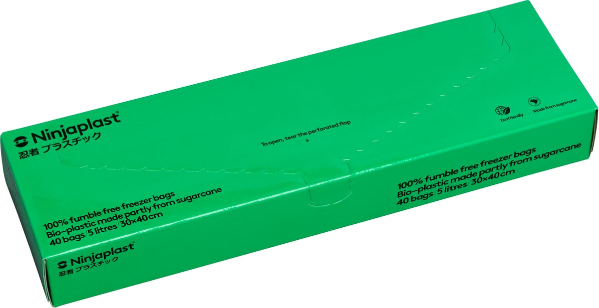 Ninjaplast Freezer bags bioplastic 5 l 40-pack Green