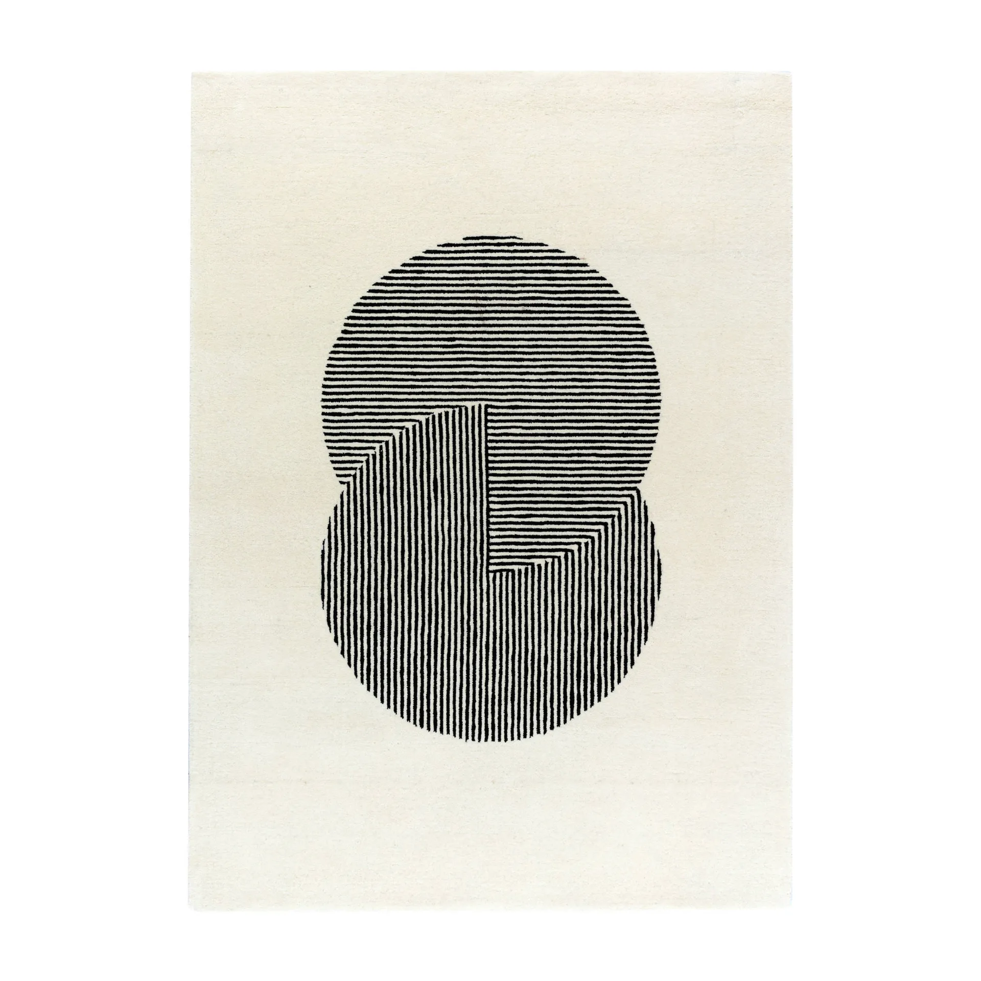 Circles wool rug natural white, 170x240 cm NJRD