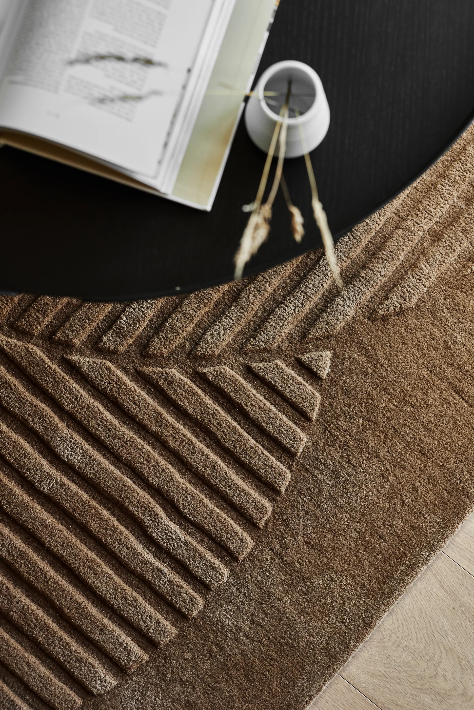 Levels Circles wool rug, Beige, 200x300 cm NJRD