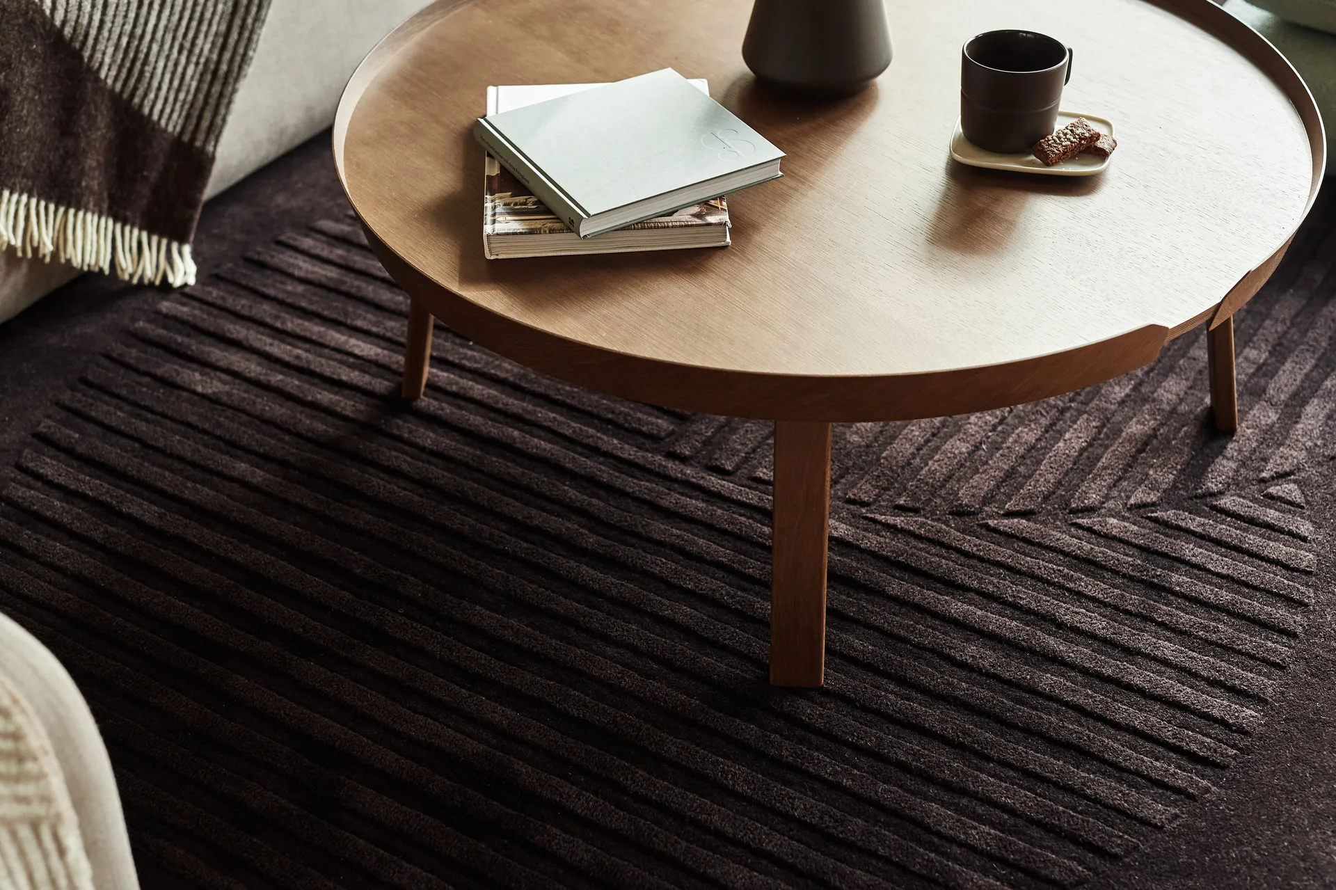 Levels Circles wool rug, Brown, 170x240 cm NJRD